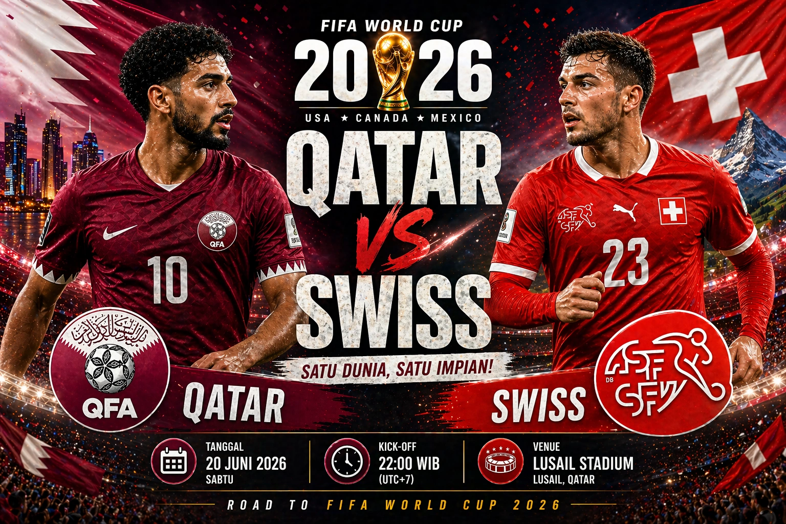 Prediksi Skor Qatar vs Swiss Piala Dunia 2026